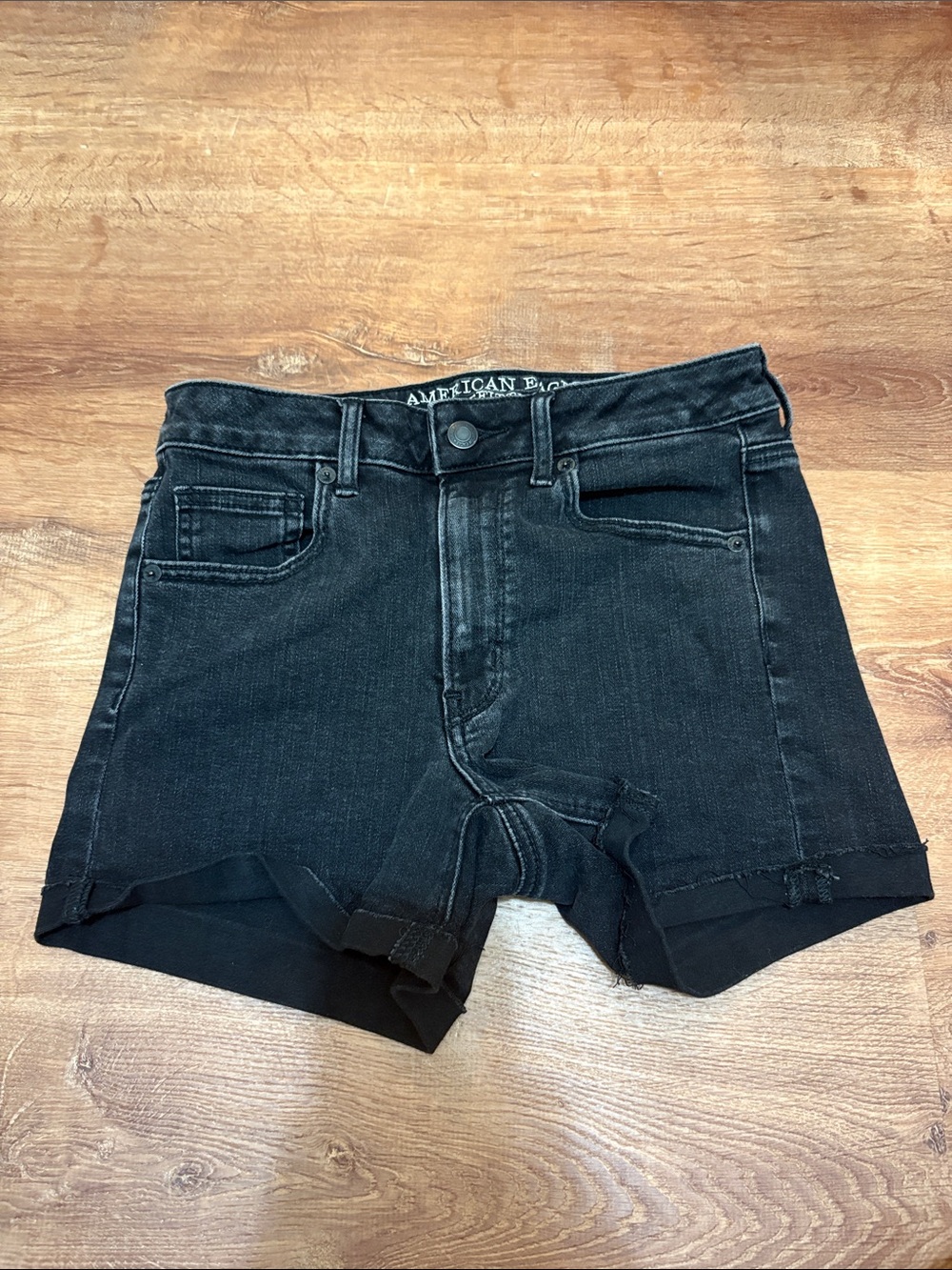 American Eagle Outfitters Black Denim Super Super Stretch Jean Shorts Size 4